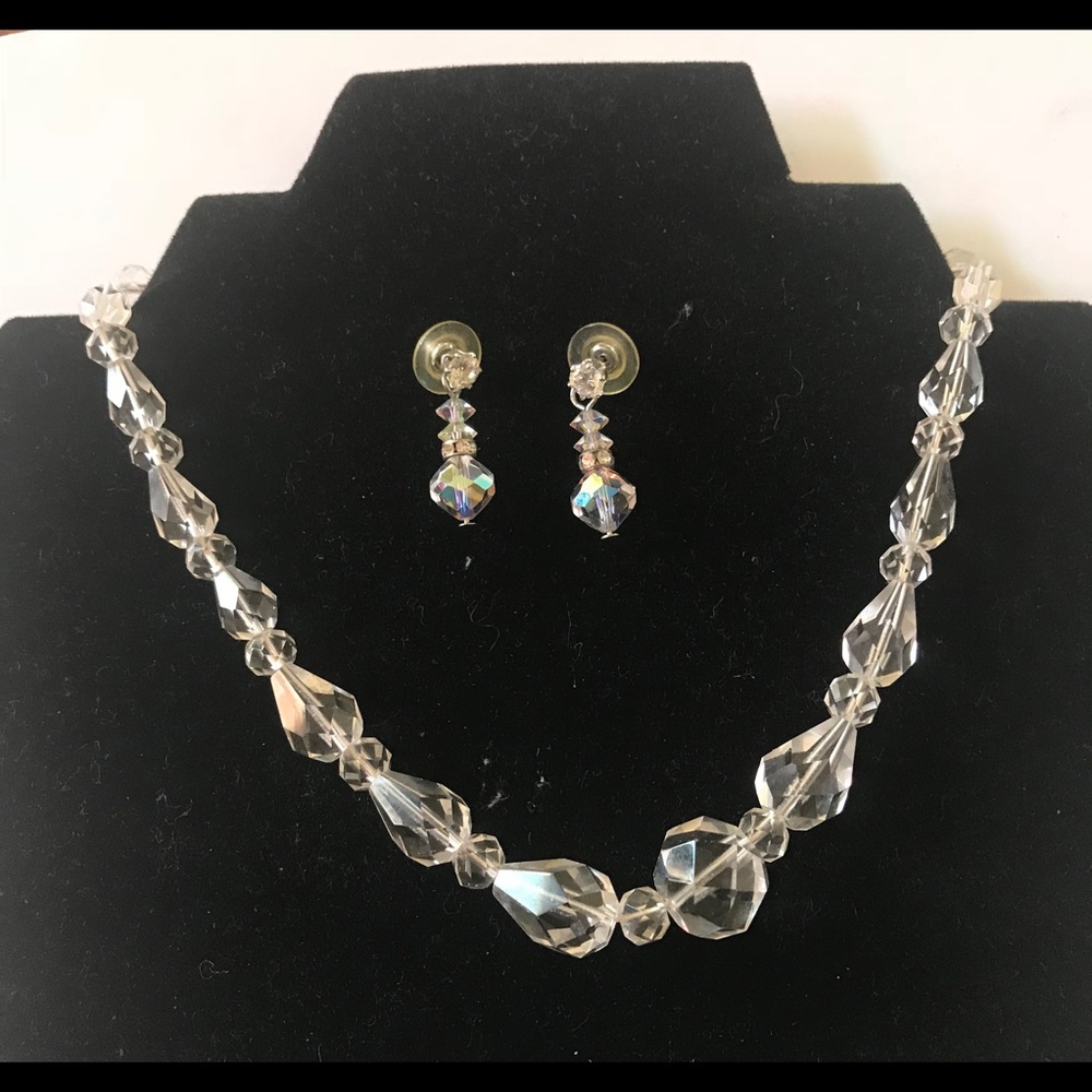 Vintage 16” Sparkling Crystal Necklace Set